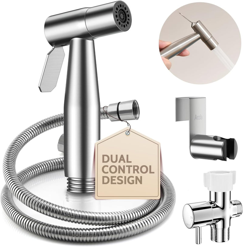 Arofa Black Bidet Sprayer, Handheld Bidet Sprayer for Toilet - Bidets for Existing Toilets Adjustable Water Pressure Control with Bidet Hose, Cloth Diaper Bidet Toilet Sprayer for Baby/Feminine Wash