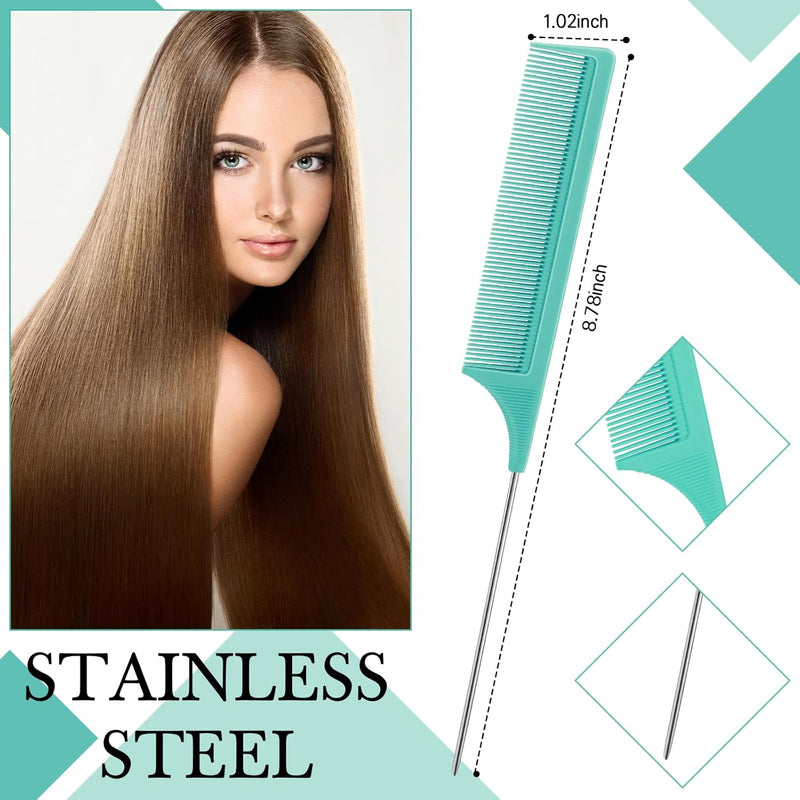 Geiserailie 3 Pcs Slick Back Hair Brush Set Bristle Brush Edge Control Teasing Comb for Women Black Hair(Black)