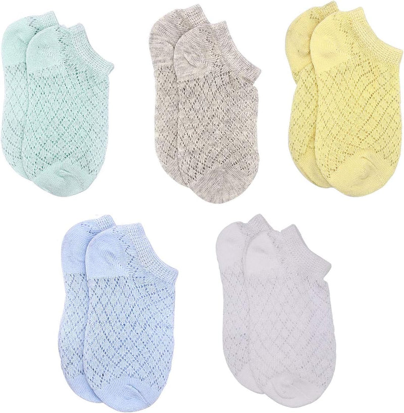 NATUCE 5 Paar Unisex Babysocken Dünn Mesh Kleinkind Socken, Atmungsaktive Baumwolle Socken für Neugeborenes Baby Mädchen Jungen