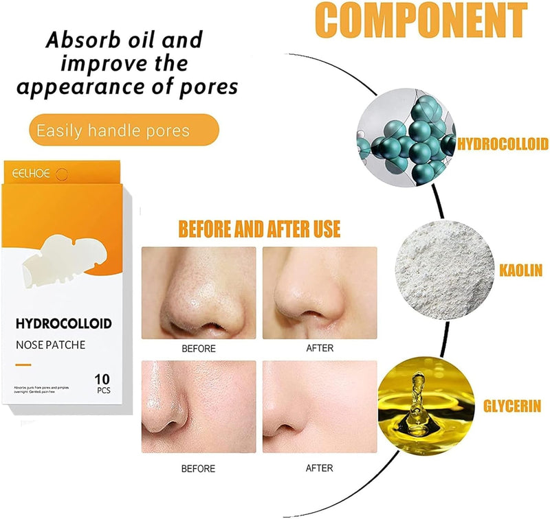 Bolivia's Nose Strips, 10 Count Nose Patch, Blackhead Patches Nose for Pimples, Zits and Oil, Hydrocolloid Patches Nose with Instant Blackhead Removal and Pore Unclogging