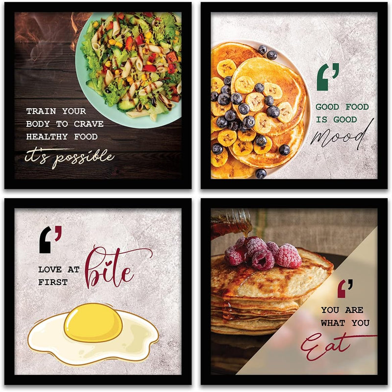 kotart Engineered Wood Photo Frames For Kitchen And Restaurant Wall Decoration - Food Quotes Decor Poster With Frame (11 Inch X 11 Inch, Multi) Design-2, Square)