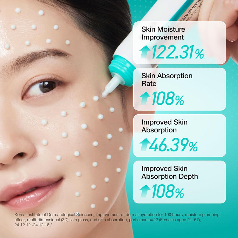 PDRN Hyaluronic Acid 100 Moisturising Cream Lightweight Moisturising Moisturising Cream with Salmon PDRN, Hyaluronic Acid, Collagen for Glass Skin, Korean Skin Care (60 ml)