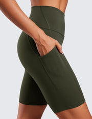 CRZ YOGA Women's Butterluxe Biker Shorts 8 Inches - High Waisted Yoga Shorts Side Pockets Buttery Soft