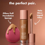 e.l.f. Pillow Puff Foundation Sponge, Bouncy, Ultra-Soft Foam Makeup Sponge For Liquid Foundation, Creates An Airbrushed Finish, Vegan & Cruelty-Free - Pink 1 Count (Pack of 1)
