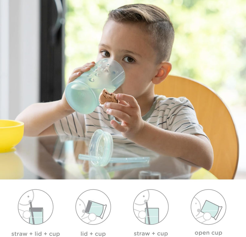 Olababy Silicone Training Cup with Straw Lid | Babies Water Drinking Cup | 6+ Mo Infant To 12-18 Months Toddler | Sippy Cup For Kids & Smoothie Cup | Baby Led Weaning (Mint, 5 oz)