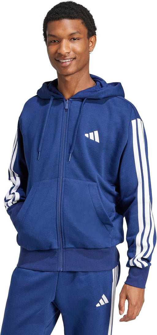 mens Essentials 3-Stripes Fleece Hoodie Hoodie (pack of 1) - Blue