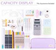 Pencil Case for Girls, Large Capacity Pencil Pouch 3 Compartment Pouch Pen Bag for School Teen Girl Boy Men Women (Purple)