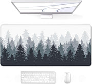 Auhoahsil Desk Pad, XXL Large Mouse Extended Gaming Mousepad, Cute Mat for Women, Big Office Accessories Pad Computer Keyboard and Laptop, 35.5 x 15.7 Inch, Pretty Pink Flowers, Girly Flowers - 01 Misty Forest 15.7"L x 35.4"W