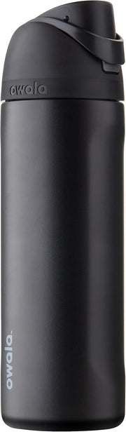 FreeSip C03766 Insulated Stainless Steel Water Bottle with Push Button and Built-in Straw, 710 ml, Very, Very Dark - Very, Very Dark 710 ml