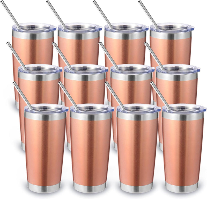 Volhoply 20oz Stainless Steel Tumbler with Lid and Straw,Double Wall Insulated Travel Iced Coffee Mug Fits Car Cup holder,Powder Coated Cups for Hot and Cold Drinks,Gifts for Women Men（White,1 Set）