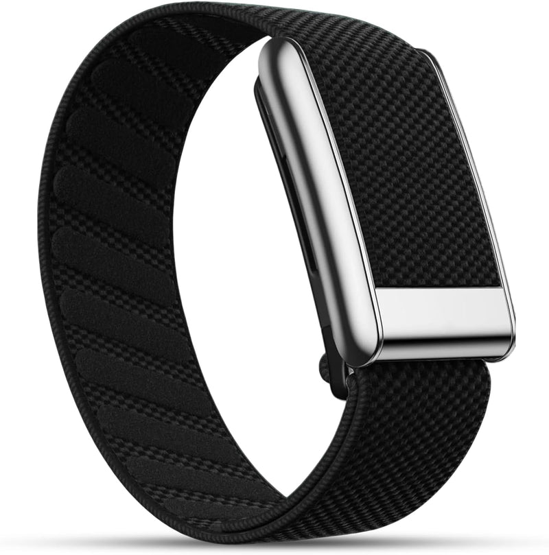 Dado Ultra-soft Nylon Sport Band Compatible with WHOOP 5.0, One, Peak, and Life Breathable, Durable & Secure Fit Strap NOT for Gen 4 - Black/Shinny Silver Connector One/Peak