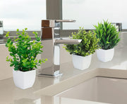 Dekorly Artificial Potted Plants, 8 Pack Artificial Plastic Eucalyptus Plants Small Indoor Potted Houseplants, Small Faux Plants for Home Decor Bathroom Office Farmhouse (Set 0F 8)