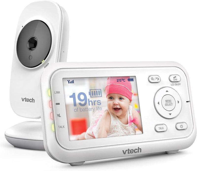 VTech VM3250 Video Baby Monitor with Camera,300m Long Range, Baby Monitor with 2.8" LCD Screen,Up to 19-hr Video Streaming,Night Vision,Secured Transmission,Temperature Sensor,Soothing Sounds,2X Zoom