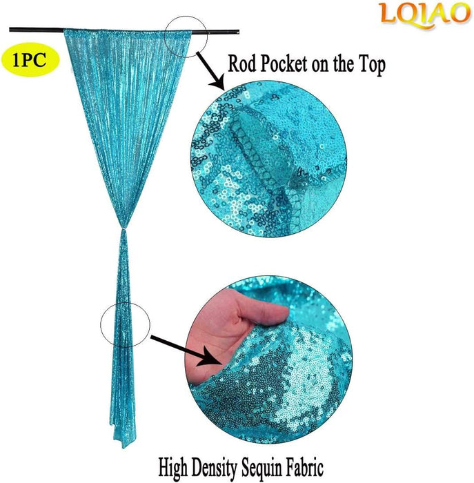 LQIAO 2 Panels Light Gold Sequin Backdrop Glitter Fabric for Wedding Birthday Parties Shimmer Wall-2x8ft