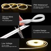 YU WELL Tayire LED Neon Lights, 16.4ft/5m IP65 Waterproof LED Strip Lights, 12V Flexible Neon Flex with 600 SMD 2835 LEDs for Kitchen Bedroom Indoor Outdoor Home Decor (No Power Adapter)