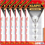 KLAPiT Super Hook Heavy Duty Adhesive, Holds 11 Pounds or 5Kg Weight, Waterproof and Damage Free for Wall, Tile, Wood, Stone, Glass, Metal, Made of Steel (Clear, 4 pc) - 24 pc Clear