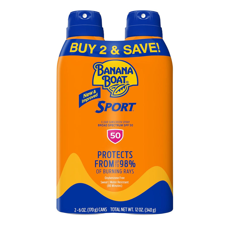 Banana Boat Sport Performance Ultramist Broad Spectrum Sunscreen Spray, SPF 50-6 Ounce Twin Pack