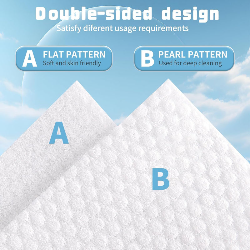 Cotton Disposable Face Towel, Biodegradable Facial Dry Wipes, Super Soft & Thick Face Cloth, Lint-Free Face Towelettes for Sensitive Skincare, Makeup Remover Dry Wipes, Facial Cleansing-200 Count