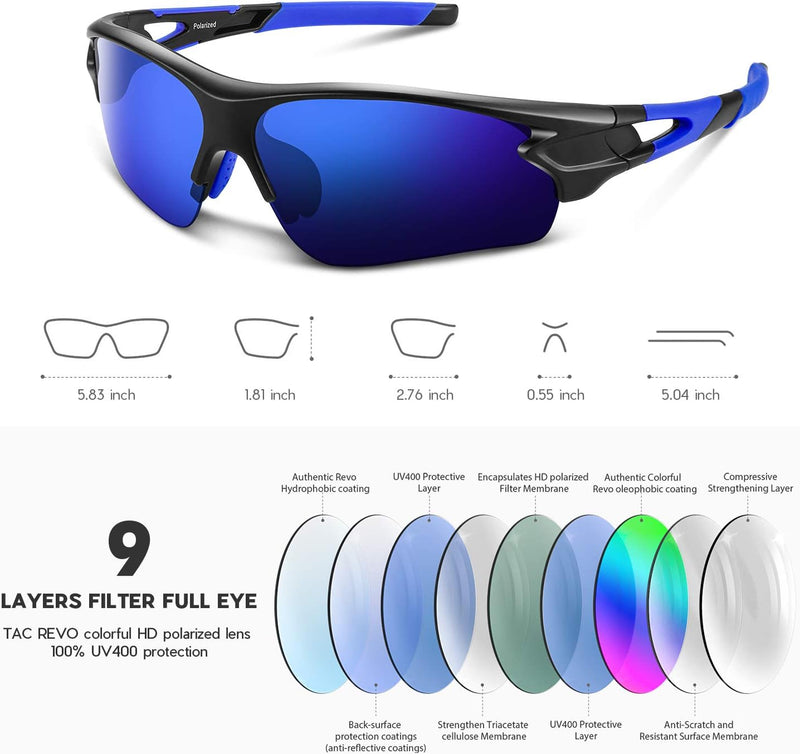 Polarized Sports Sunglasses for Men Women Youth Baseball Fishing Cycling Running Golf Motorcycle Tac Glasses UV400