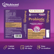 Premium Probiotic 5 Billion CFU Tablets with Prebiotics & Lactobacillus Digestive, Immune & Skin Health Support for Women & Men Gluten-Free Sugar-Free Halal Certified Gut Health