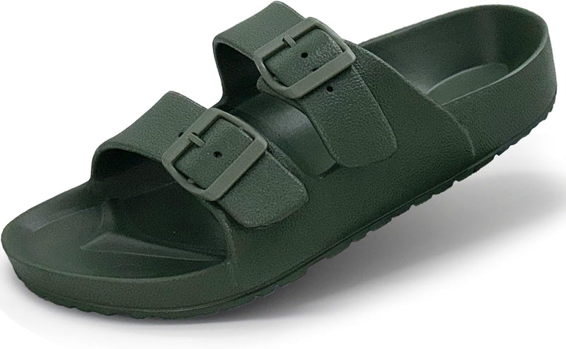 BEMGNAR Men’s Lightweight Comfort Slides Double Buckle Slip-on Adjustable EVA Orthopedic Flat Sandals