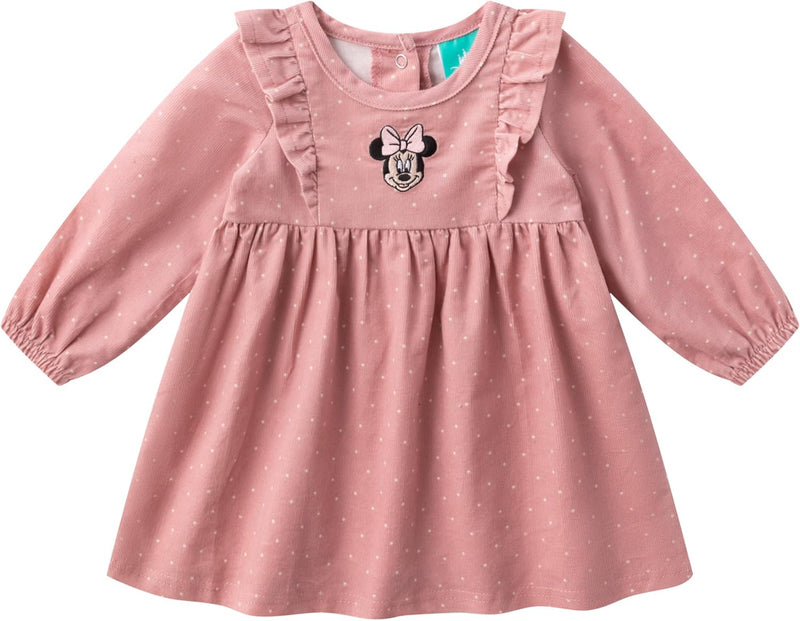 Disney Minnie Mouse Baby Girls Long Sleeve Corduroy Dress with Tights 2 Piece Set for Infants
