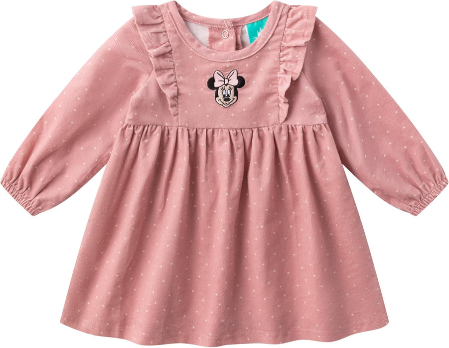 Disney Minnie Mouse Baby Girls Long Sleeve Corduroy Dress with Tights 2 Piece Set for Infants