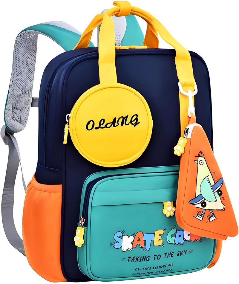 Cute School Backpack for Boys & girls Ergonomic with Back Protection, Water-Repellent and Reflective Strips for children Teen Student Fashion Bookbag Backpack - Blue