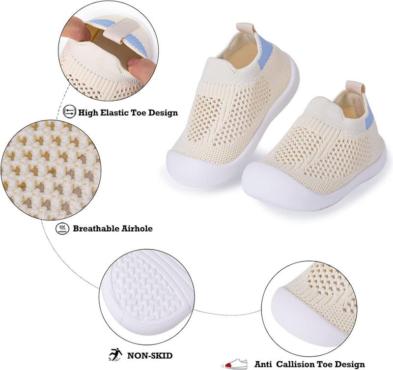 Baby Toddler Non-Skid Sock Shoes Indoor Slipper Breathable Cotton Mesh Lightweight Sole Infant Boy Girls Kids Children