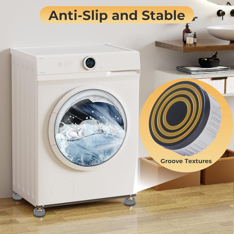 Alyvisun Washing Machine Pads, 4 Pieces Universal Support Anti-Vibration Non-Slip Base Feet Shock Absorbers Feet Anti-Rust Support for Dryers, Refrigerator