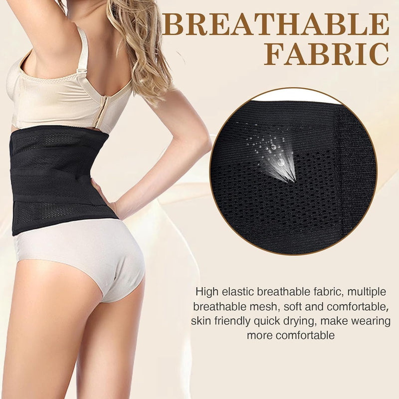 Postpartum Belly Wrap for Women, Waist Support Shapewear Girdle, Adjustable Body Shaper Waist Band, Breathable Slimming Belly Support Belt, Black