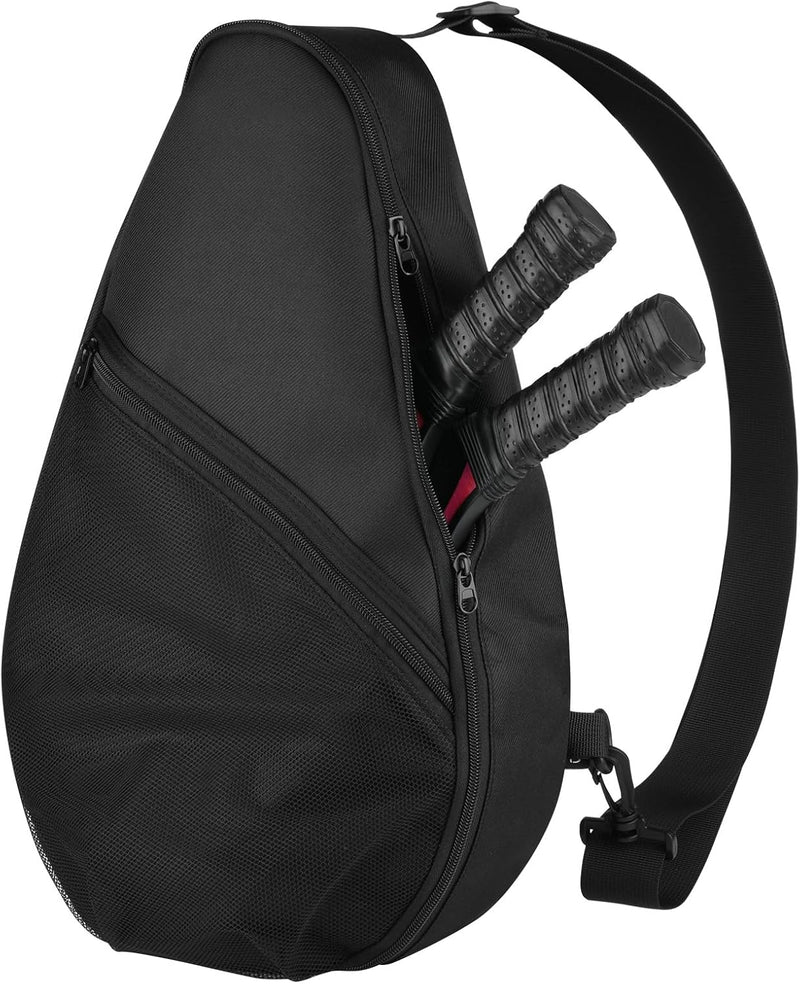 Cosmos Padel Racket Bag Pickleball Paddle Sling Backpack Padel Racquet Storage Bag, Padel (Paddel Tennis) Equipment Carrying Bag with Mesh Pocket for 2 Paddles Ball Water Bottle & Accessory - Black