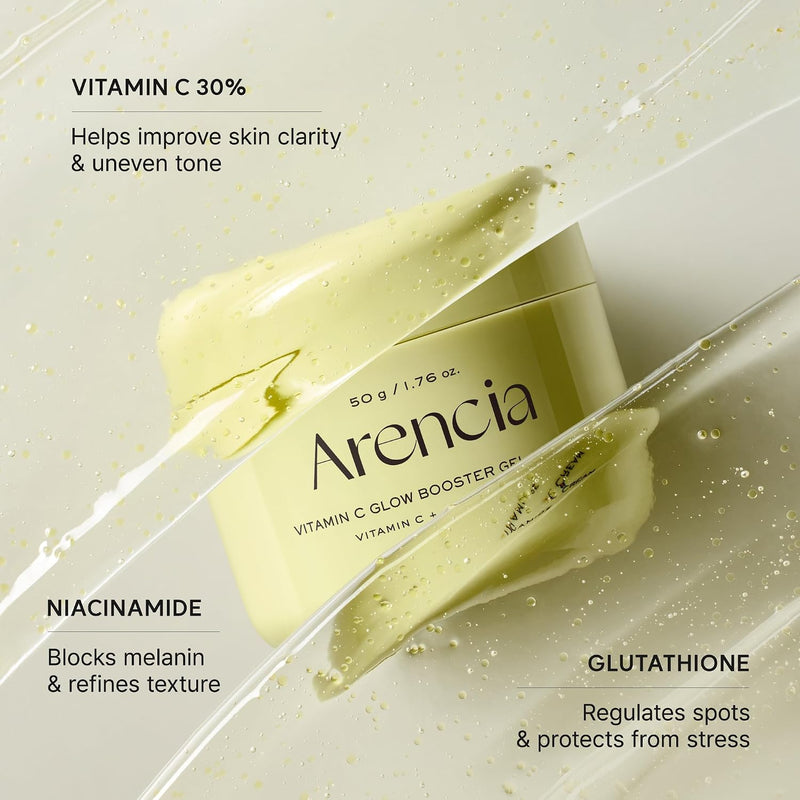 Arencai Vitamin C Booster Gel Cream with Niacinamide & Glutathione & Ceramide, Hydrating Gel Moisturizer, Supports Even-Looking Skin Tone & Smooth Texture, 50 g (1.76 oz)
