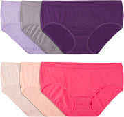 Women's 360 Underwear, High Performance Stretch for Effortless Comfort, Available in Plus Size - Low Rise Brief - 6 Pack - Assorted Colors