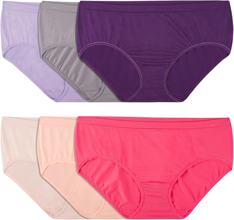 Women's 360 Underwear, High Performance Stretch for Effortless Comfort, Available in Plus Size - Low Rise Brief - 6 Pack - Assorted Colors