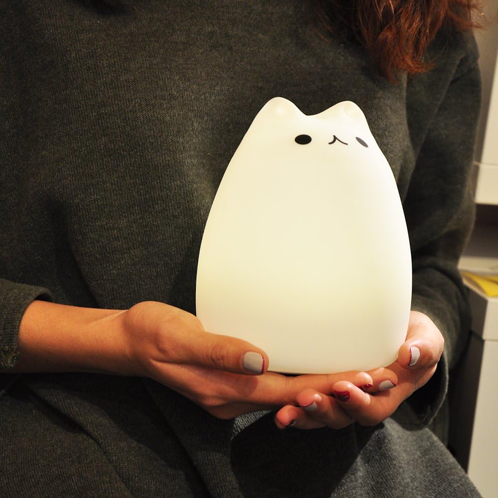MOTIM Cute Kitty Night Light, Silicone Cute Lamp with Different Color Modes, Touch Sensor Control, Gift for Women Mom