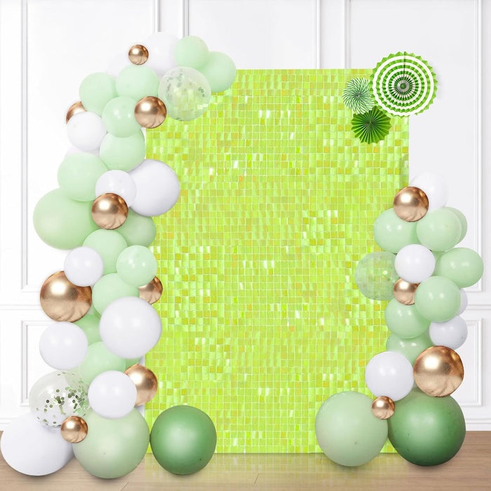 LuoluoHouse Shimmer Wall Panel Sequin Backdrop Panels 12 Packs-Iridescent Silver Backdrop for Graduation Anniversary Backdrop Wall Backdrops Engagement Decoration