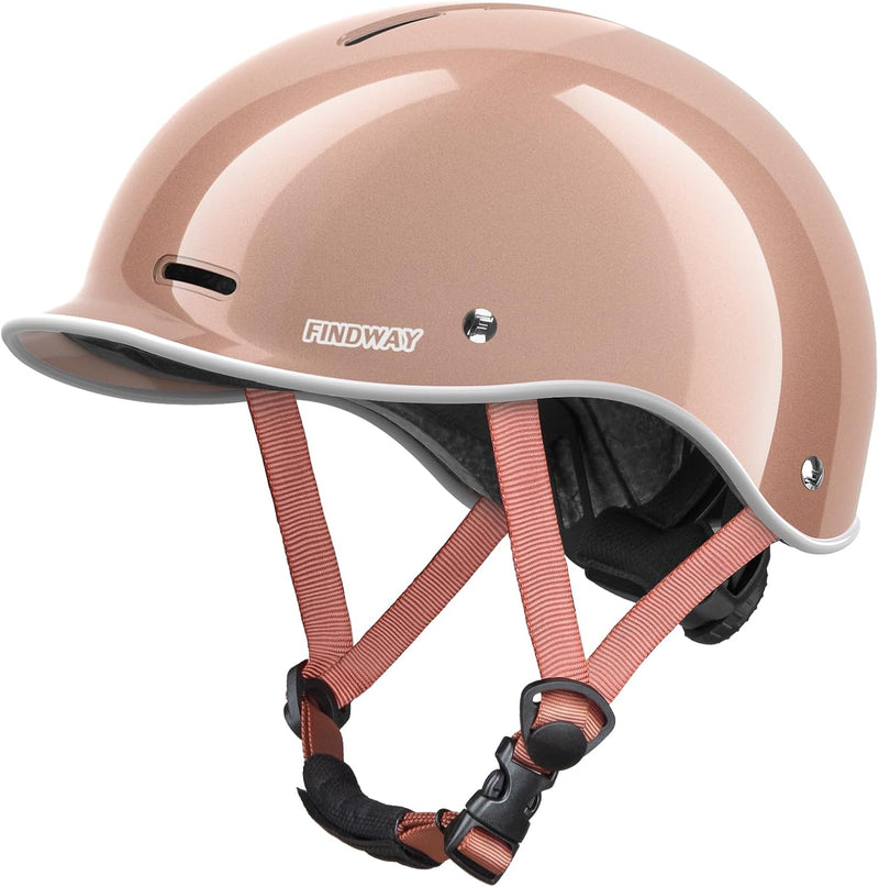 Pro Bike Helmet for Adults,2024 Newest Adjustable Cycling Helmet for Men & Women Safety Certified Bicycle Helmet for Commuting, Road Biking, Skating with Adjustable Dial - Rose Gold-White S