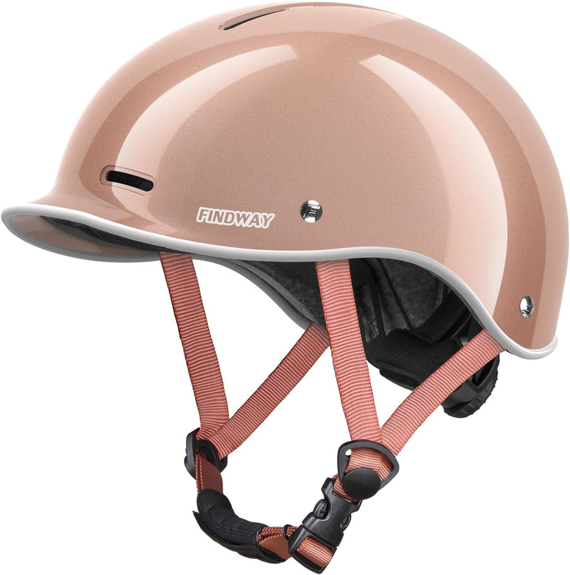 Pro Bike Helmet for Adults,2024 Newest Adjustable Cycling Helmet for Men & Women Safety Certified Bicycle Helmet for Commuting, Road Biking, Skating with Adjustable Dial - Rose Gold-White S