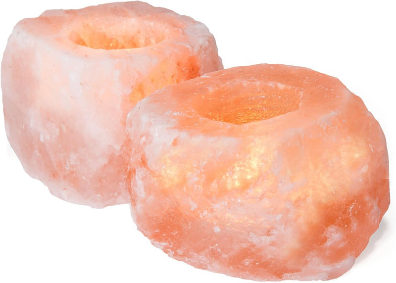 Crystal Allies 2 Natural Himalayan Salt Candle Holders Tealight
