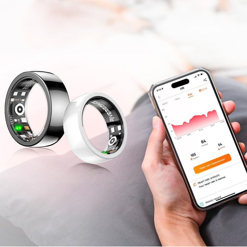 Riversong Smart Ring with Nano Ceramic Design, 24/7 Heart Rate & Sleep Monitor, SP02 Tracking, Activity & Calories Tracking, 3-Day Battery, IP68 Water Resistant, Compatible with iOS & Android