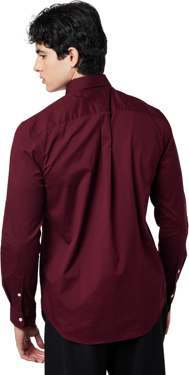 Mens Flex poplin solid rf Regular Fit Shirt (pack of 1) - Deep Rouge