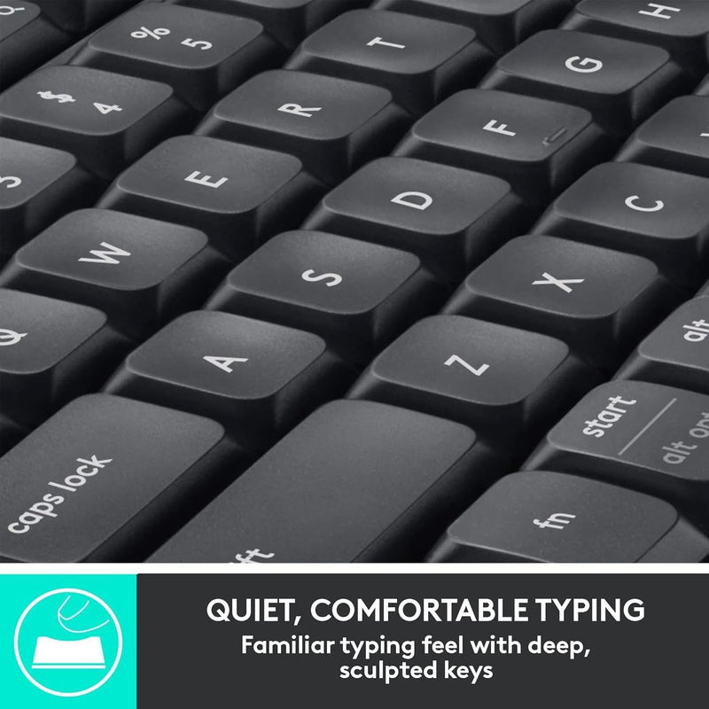 Logitech MK850 Multi-device wireless keyboard and mouse, Bluetooth 2.4 GHz, flexible frame and wireless, 12 programmable keys, battery life 3 years, PC/Mac, QWERTY UK design - Black