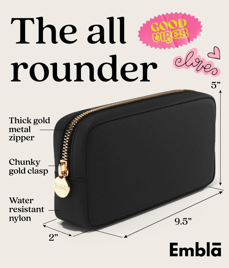 Makeup Bag Travel Bag Pouch, Toiletry Bag, Makeup Organizer, Nylon Cosmetic Zipper Pouches, Clutch, Coin Purse, Storage Bag Organizer, Make up bags Mini, Small, Large Womens, Black, Small