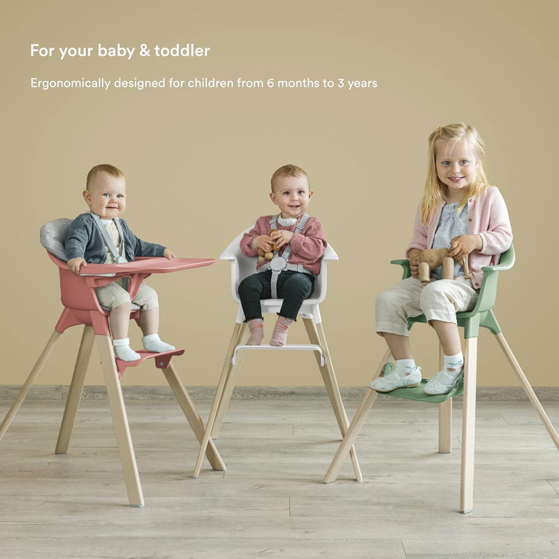 Stokke Clikk High Chair, Fjord Blue - All-in-One High Chair with Tray + Harness - Light, Durable & Travel Friendly - Ergonomic with Adjustable Features - Best for 6-36 Months or Up to 33 lbs