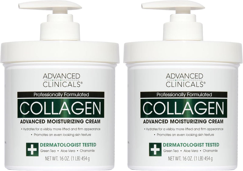 Collagen Peptides Body Lotion & Face Moisturizer Peptide Infused Collagen Lotion For Women & Men Helps Improve Look Of Crepey Skin, Wrinkles, & Uneven Dry Skin Texture, 16 Ounce - 450 g (Pack of 2) Collagen Body Cream