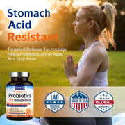 3-in-1 Probiotics 120 Billion CFUs 34 Strains with Organic Prebiotics & Digestive Enzymes - 30 Vegan Caps