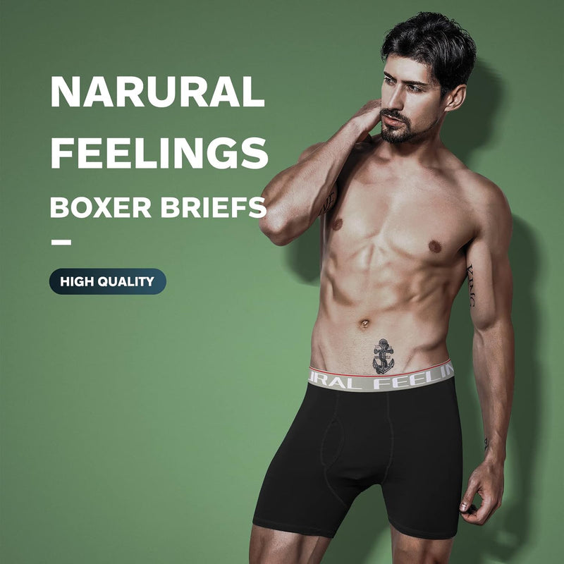 Natural Feelings Mens Boxer Shorts Soft Cotton Men Pack Breathable Mens Underwear Boxer Briefs