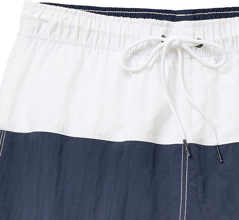 Nautica mens Quick Dry Classic Logo Tri-block Series Swim Trunk Swim Trunks