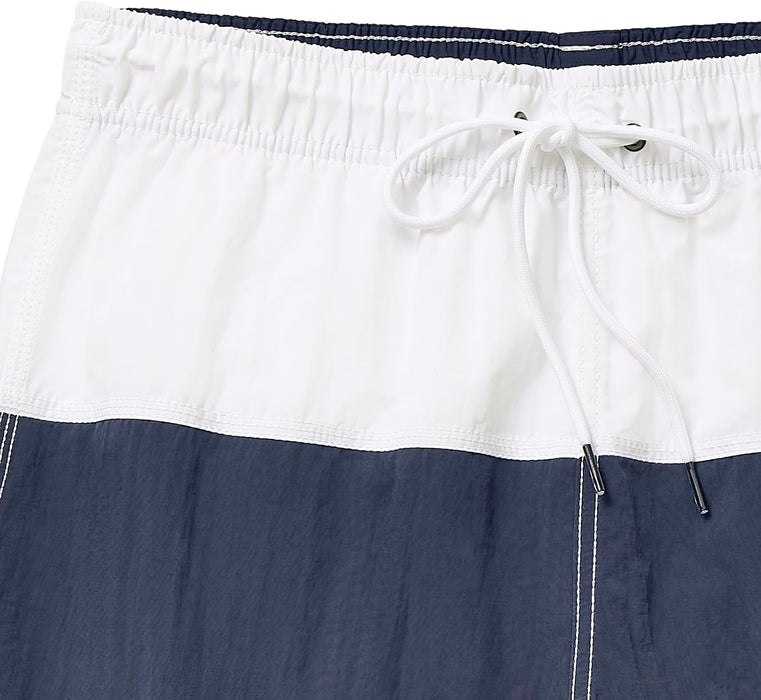 Nautica mens Quick Dry Classic Logo Tri-block Series Swim Trunk Swim Trunks